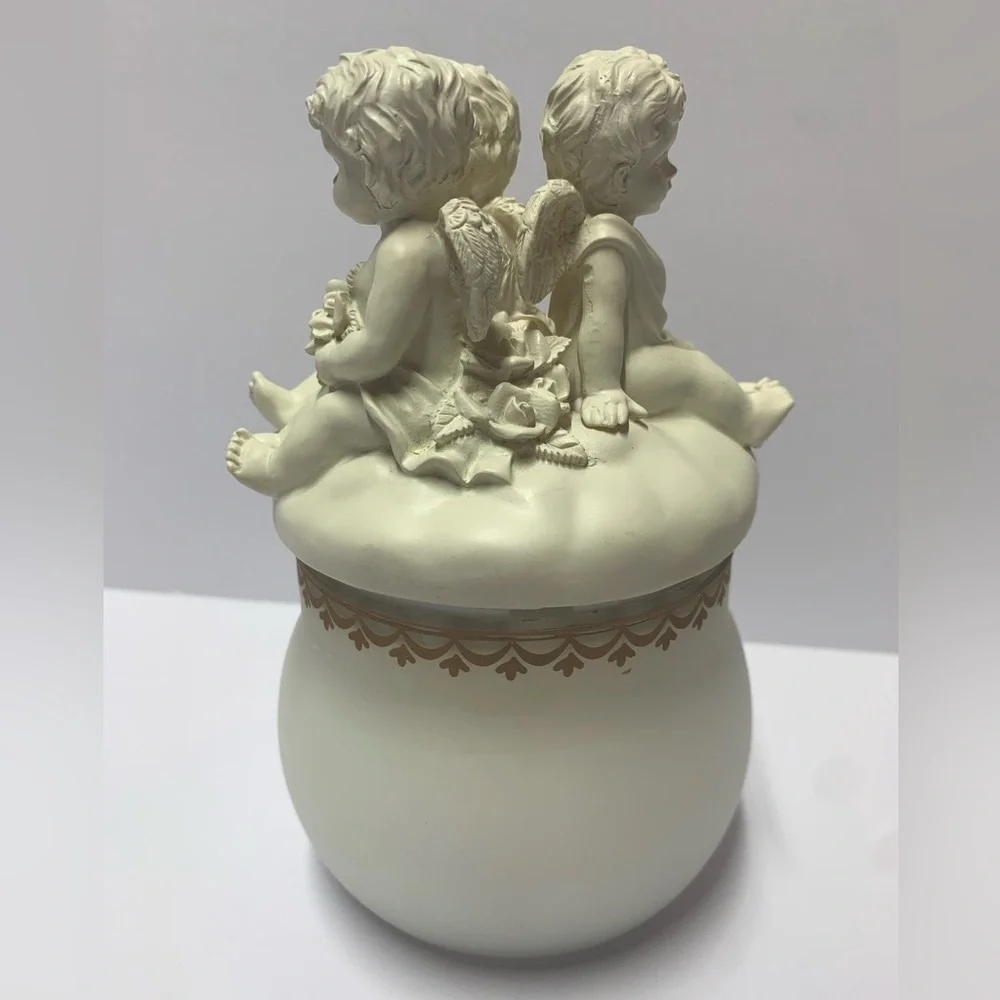 Avon Vintage Cherub Angel Candle Jar Collectible Romantic Decor